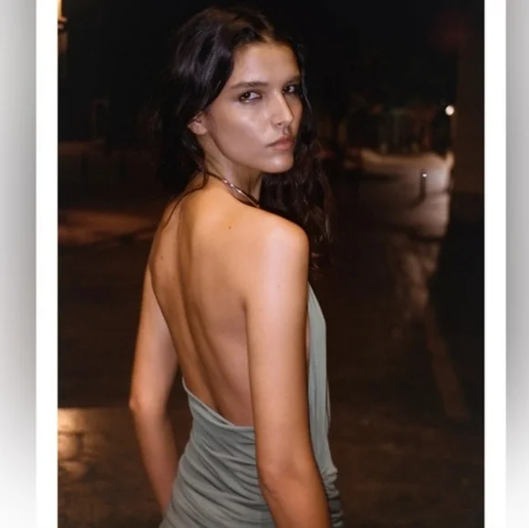 Zara LONG DRESS WITH JEWEL COLLAR Size XL - Picture 13 of 15